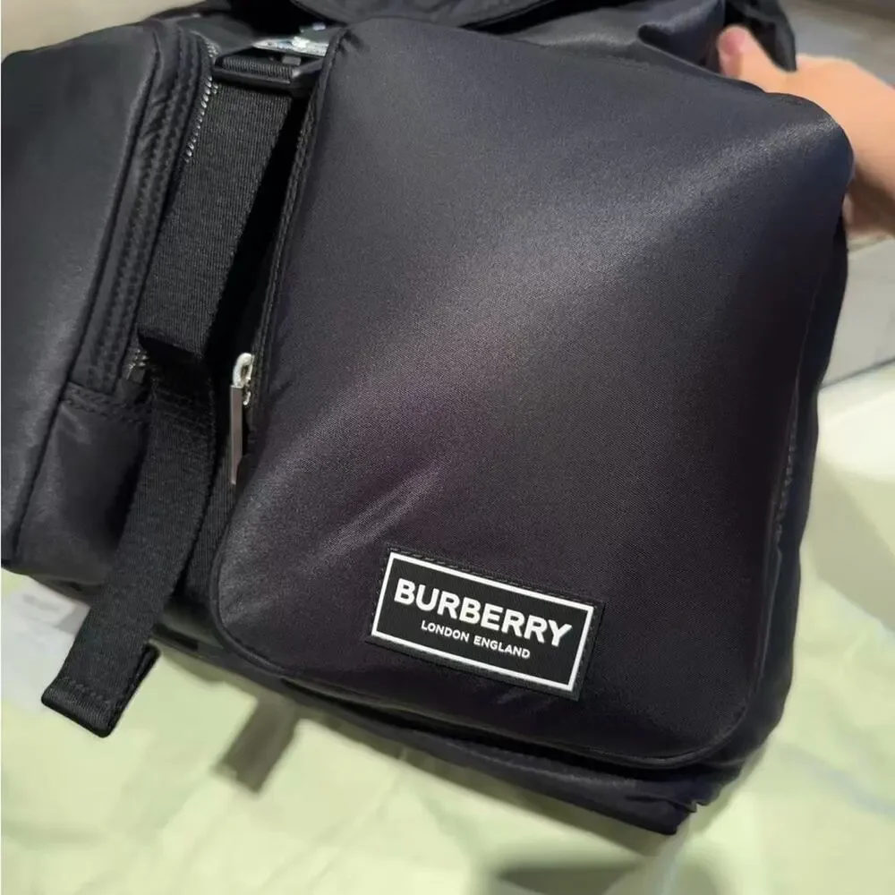 Burberry Black Nylon Flip Backpack NEW